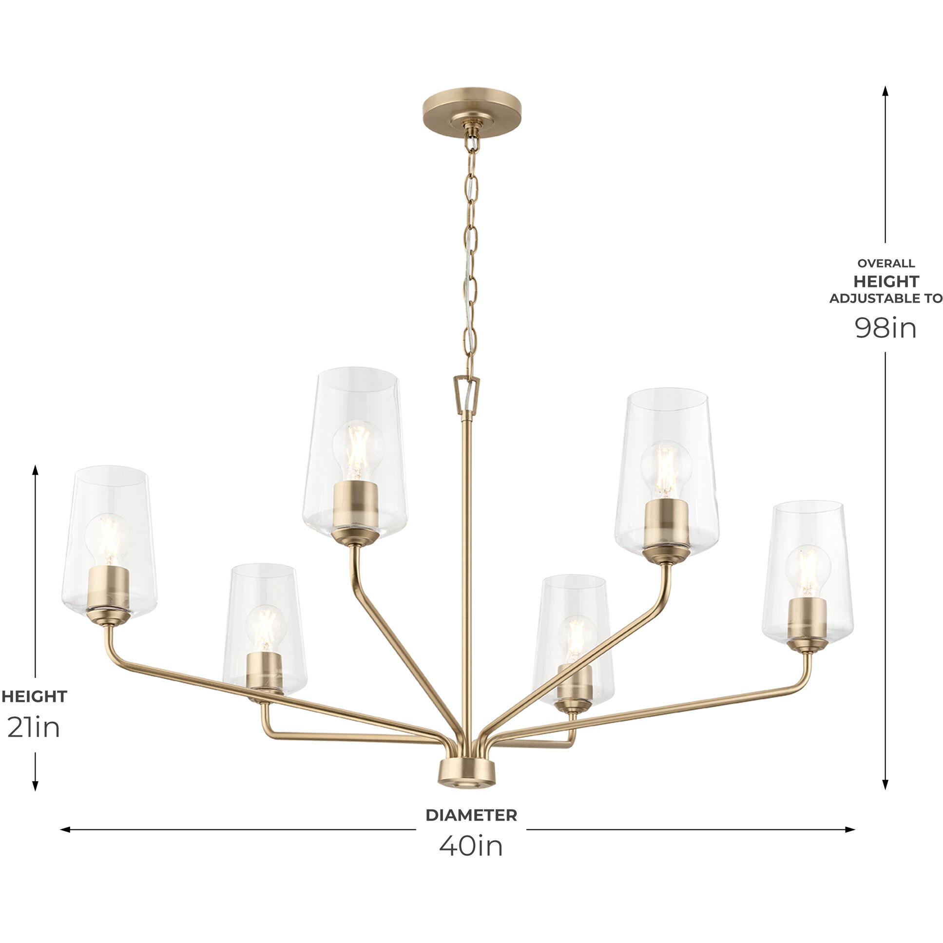 Celino 6 Light 40 inch Champagne Bronze Large Chandelier Ceiling Light