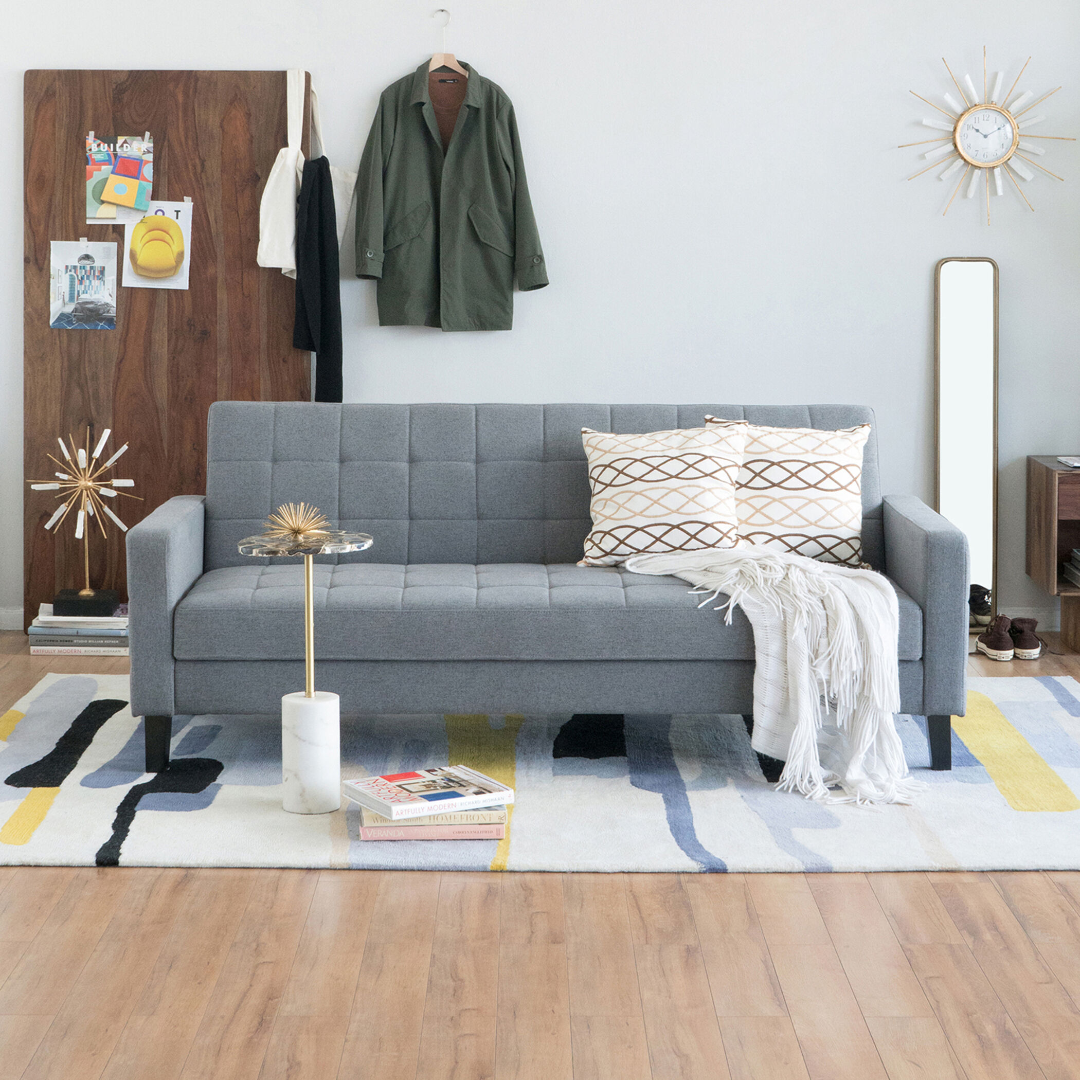 Small Biscuit Tufted Gray Sofa