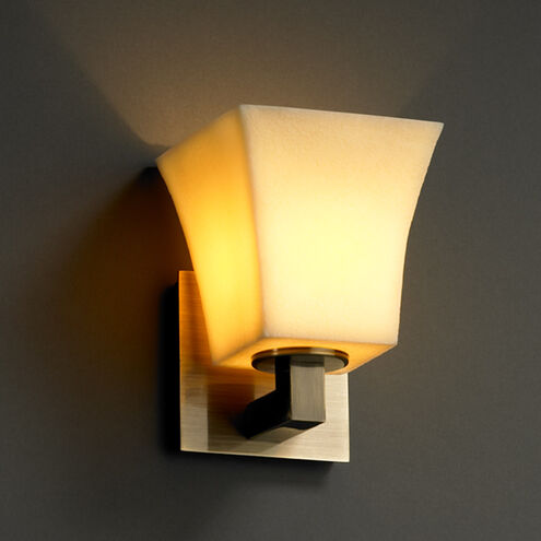 CandleAria 1 Light 6 inch Antique Brass Wall Sconce Wall Light in Amber (CandleAria), Square Flared