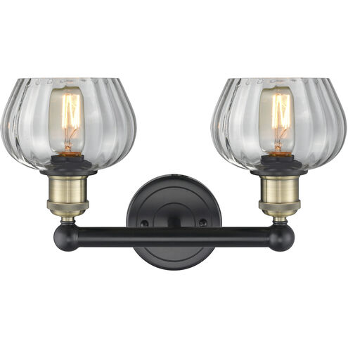 Fenton 2 Light 15.5 inch Black Antique Brass Bath Vanity Light Wall Light in Clear