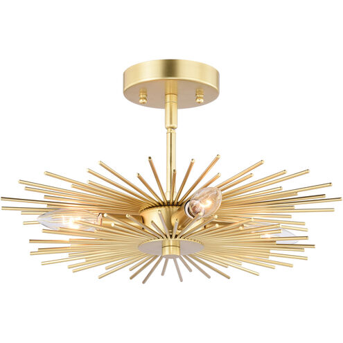 Nikko 4 Light 16 inch Gold Semi-Flush Mount Ceiling Light