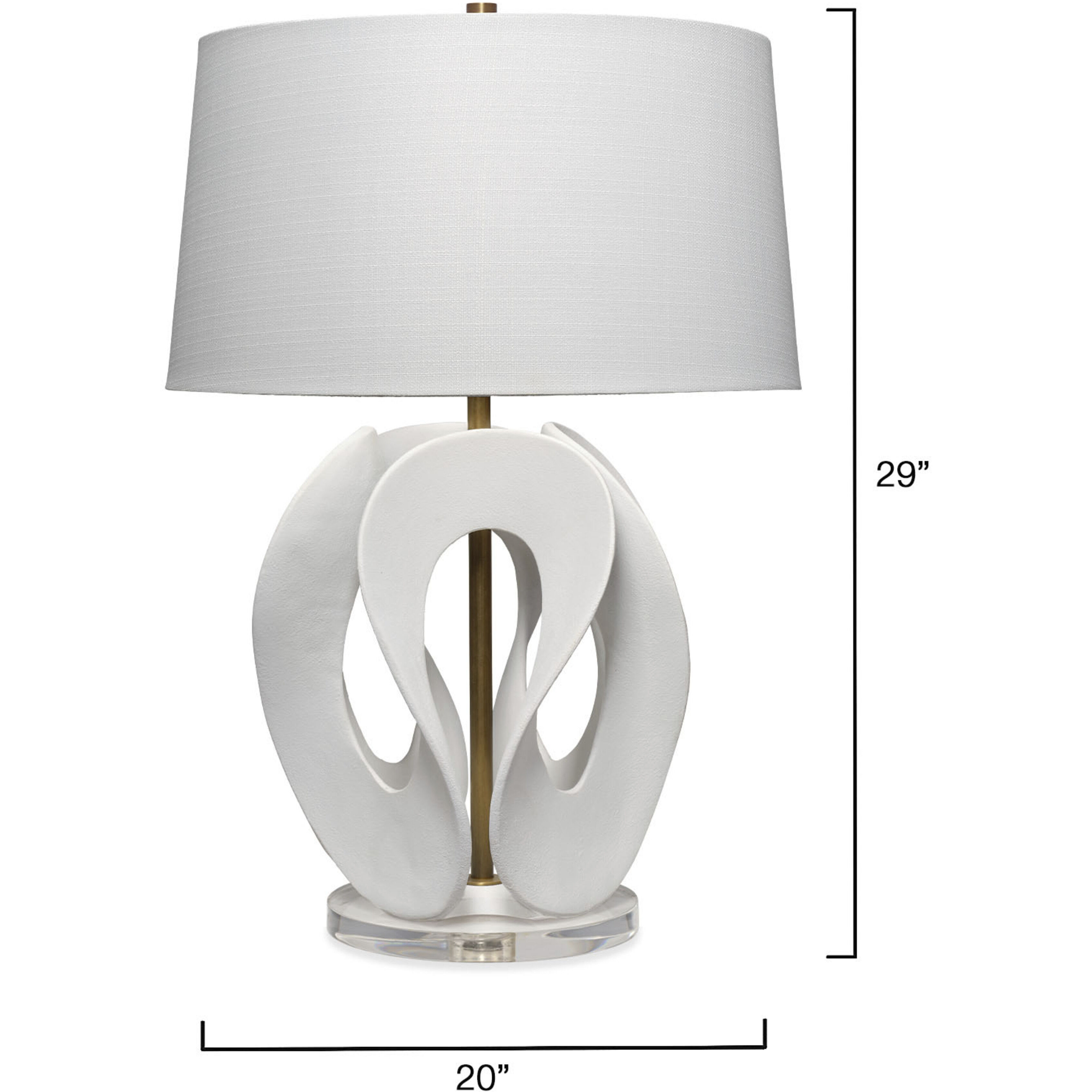 Swan 29 inch 150 watt White and Antique Brass Table Lamp Portable Light, Inline