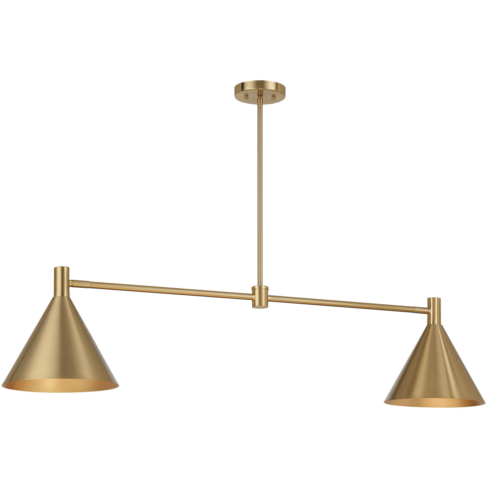 Pharos 2 Light 50 inch Noble Brass Linear Chandelier Ceiling Light