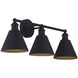 Modern Farmhouse 3 Light 27 inch Matte Black Bathroom Vanity Light Wall Light