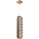 Tessera LED 7.3 inch Novel Brass with Dark Oak Pendant Ceiling Light in 3000K LED, Wave Cast, Large