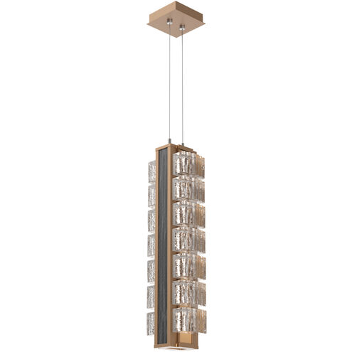 Tessera LED 7.3 inch Novel Brass with Dark Oak Pendant Ceiling Light in 3000K LED, Wave Cast, Large