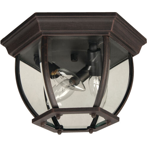 Bent Glass 3 Light 11 inch Rust Outdoor Flushmount, Medium