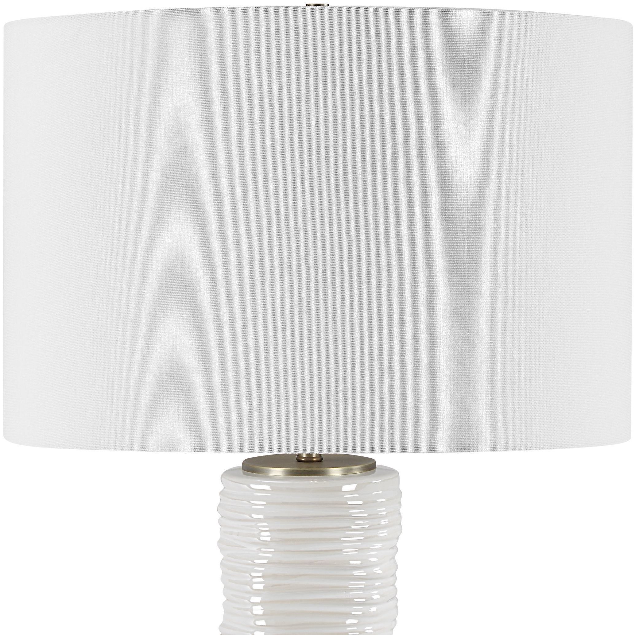 Pavlova 27.6 inch 150.00 watt Glossy White Glaze and Brushed Antique Brass Table Lamp Portable Light