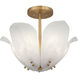 Orchid 5 Light 18 inch Legacy Brass Semi-Flush Mount Ceiling Light in White Handmade Glass