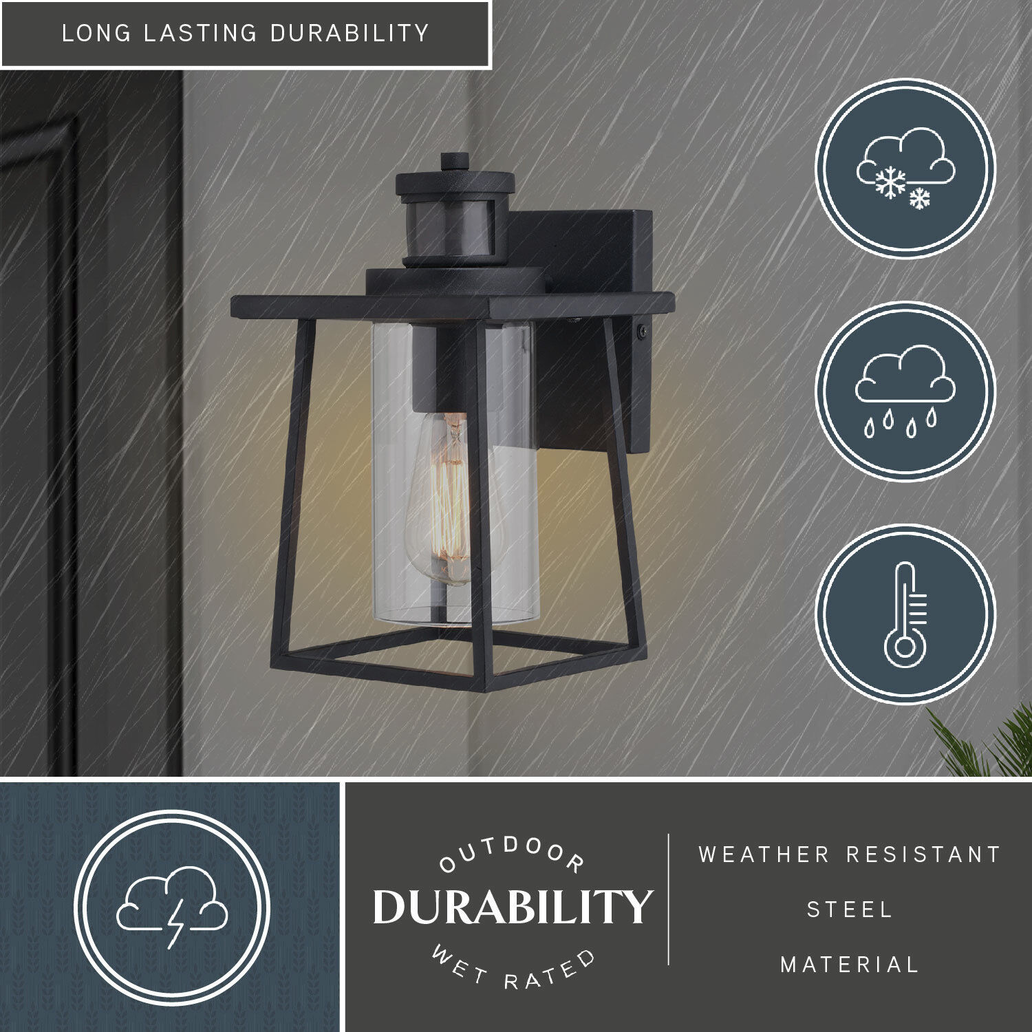 Geneva Textured Black Outdoor Motion Sensor