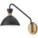 Simon LED 8 inch Black with Heritage Brass accents Sconce Wall Light