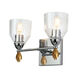 Fun Finial 2 Light 15 inch Polished Chrome Vanity Light Wall Light in Polished Chrome with Gold