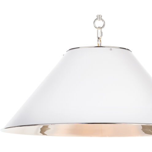 Reese 3 Light 24.5 inch Polished Nickel and White Pendant Ceiling Light