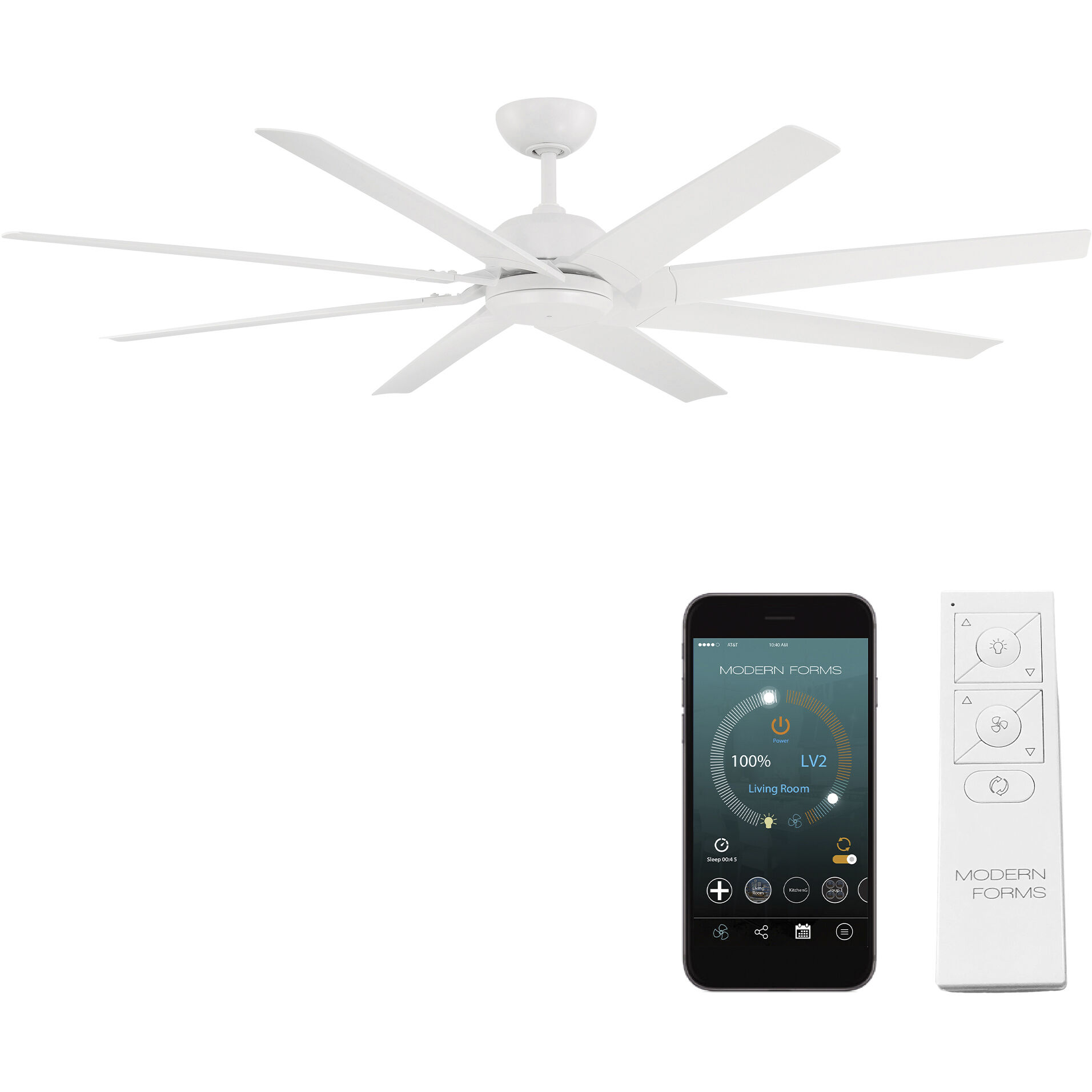 Roboto XL 70 inch Matte White Downrod Ceiling Fan