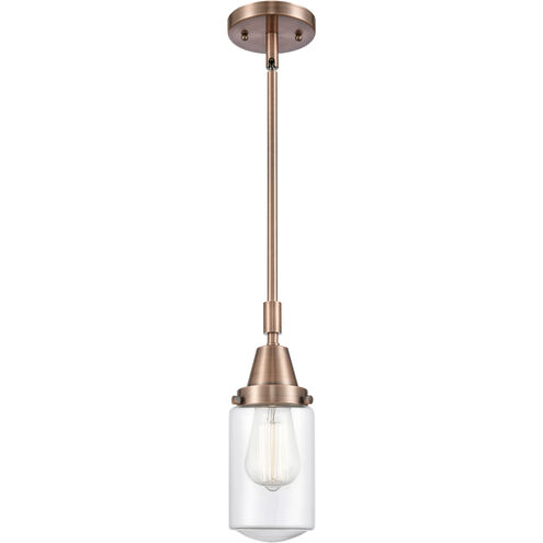 Franklin Restoration Dover LED 5 inch Antique Copper Mini Pendant Ceiling Light in Clear Glass