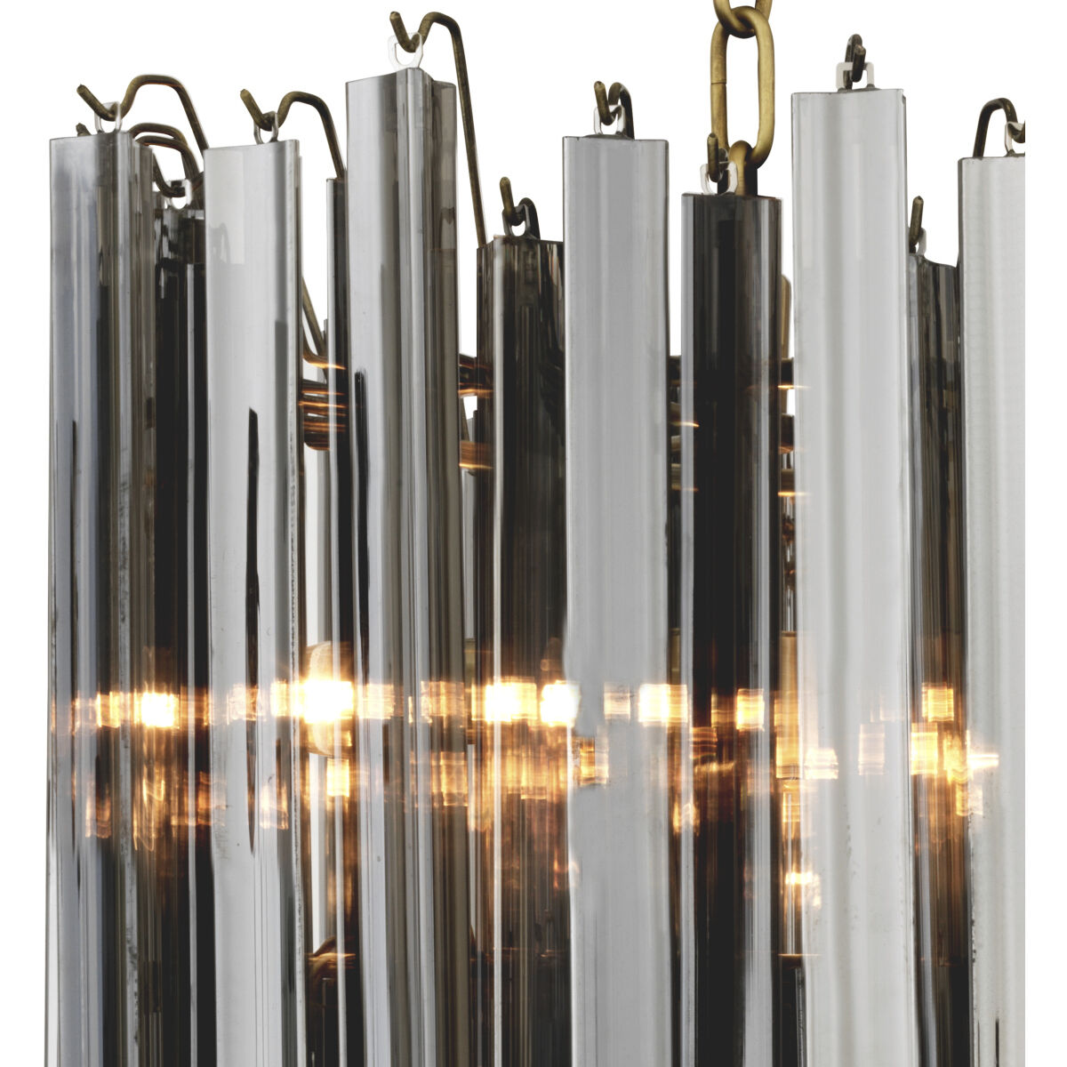 Salerno 4 Light 16.54 inch Antique Brass Chandelier Ceiling Light in Smoke Glass