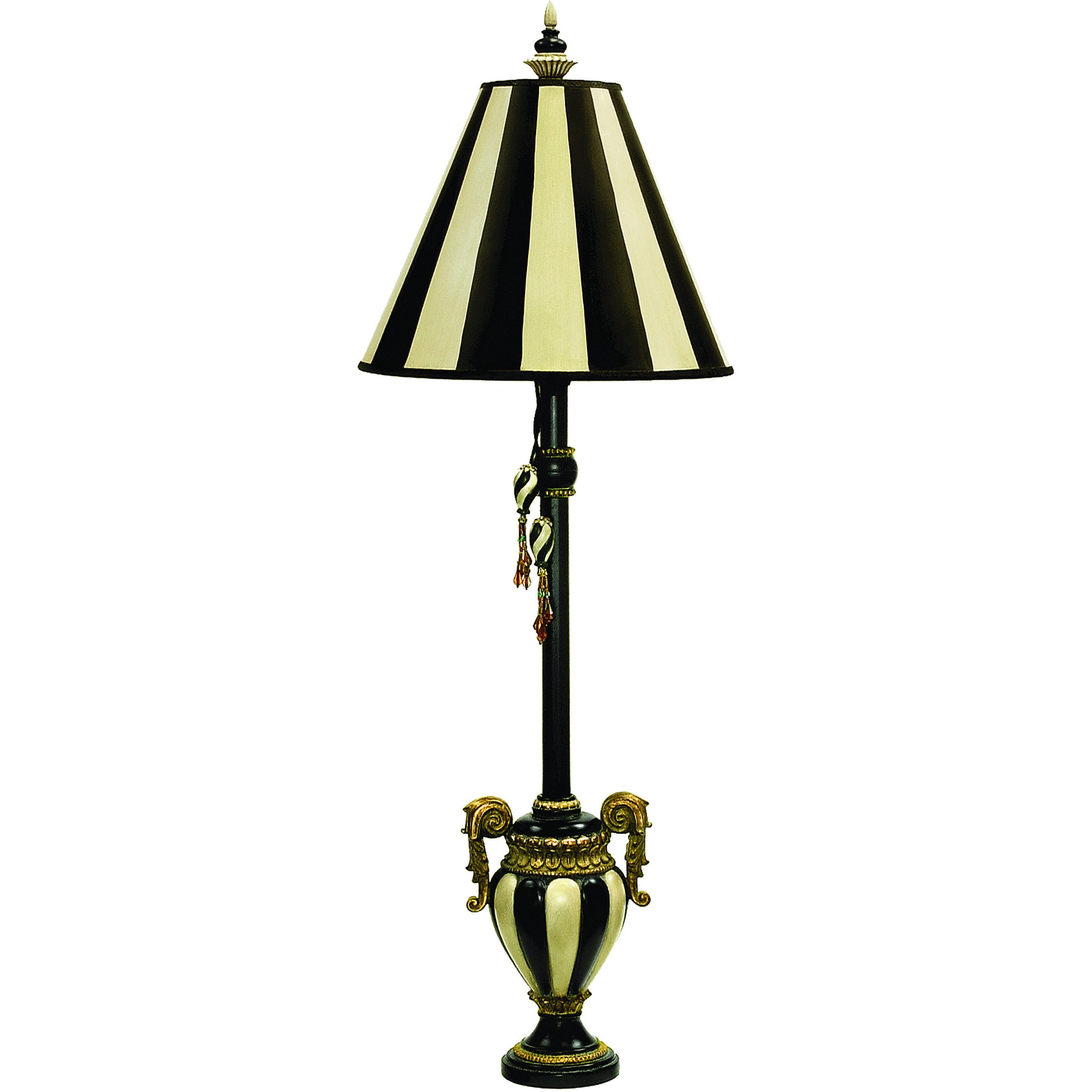 Carnival Stripe 32 inch 75 watt Antique Black with Antique White Table Lamp Portable Light