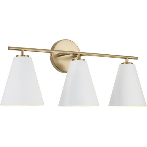 Charlie 3 Light 24 inch Matte Brass Vanity Light Wall Light in Matte White