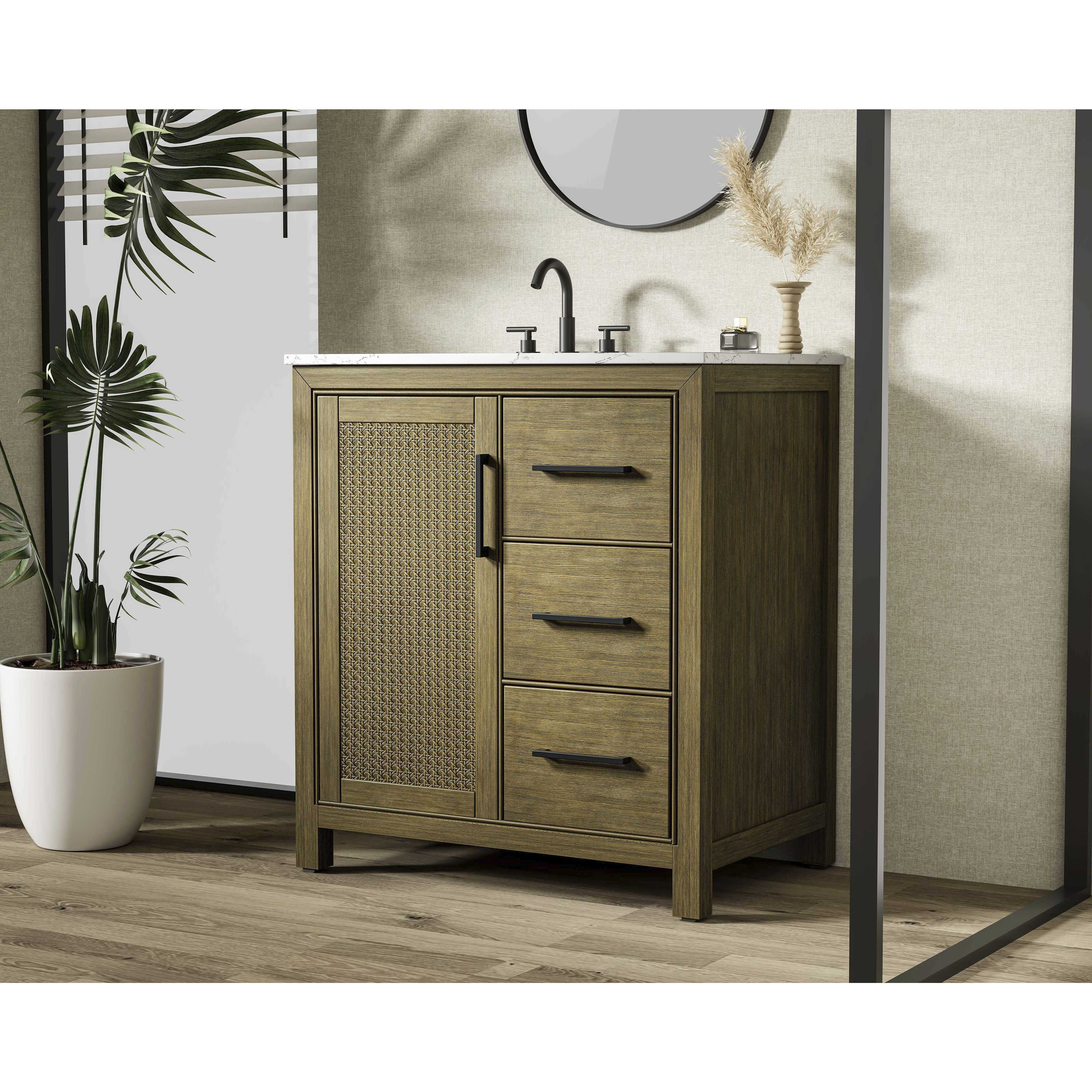 Alina 32 X 34 inch Hazel Oak Bathroom Vanity Cabinet
