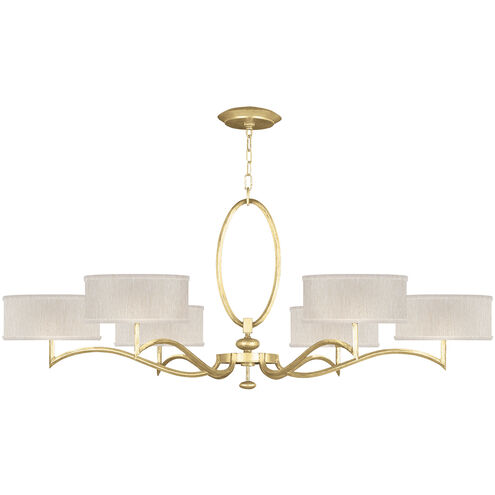 Allegretto 6 Light 51 inch Gold Chandelier Ceiling Light in Gold Leaf, Champagne Fabric