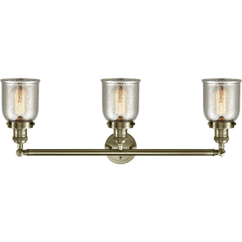 Franklin Restoration Small Bell LED 30 inch Antique Brass Bath Vanity Light Wall Light in Silver Plated Mercury Glass, Franklin Restoration