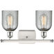 Ballston Caledonia 2 Light 16 inch White and Polished Chrome Bath Vanity Light Wall Light in Charcoal Glass, Ballston