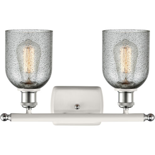 Ballston Caledonia 2 Light 16 inch White and Polished Chrome Bath Vanity Light Wall Light in Charcoal Glass, Ballston