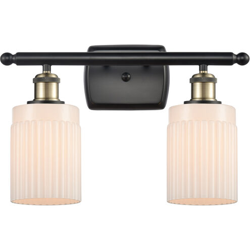 Ballston Hadley LED 16 inch Black Antique Brass Bath Vanity Light Wall Light in Matte White Glass, Ballston