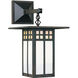 Glasgow 1 Light 16.12 inch Satin Black Outdoor Wall Mount in Gold White Iridescent and White Opalescent