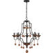 Colonial Charm 5 Light 28 inch Old World Bronze/Walnut Accents Chandelier Ceiling Light