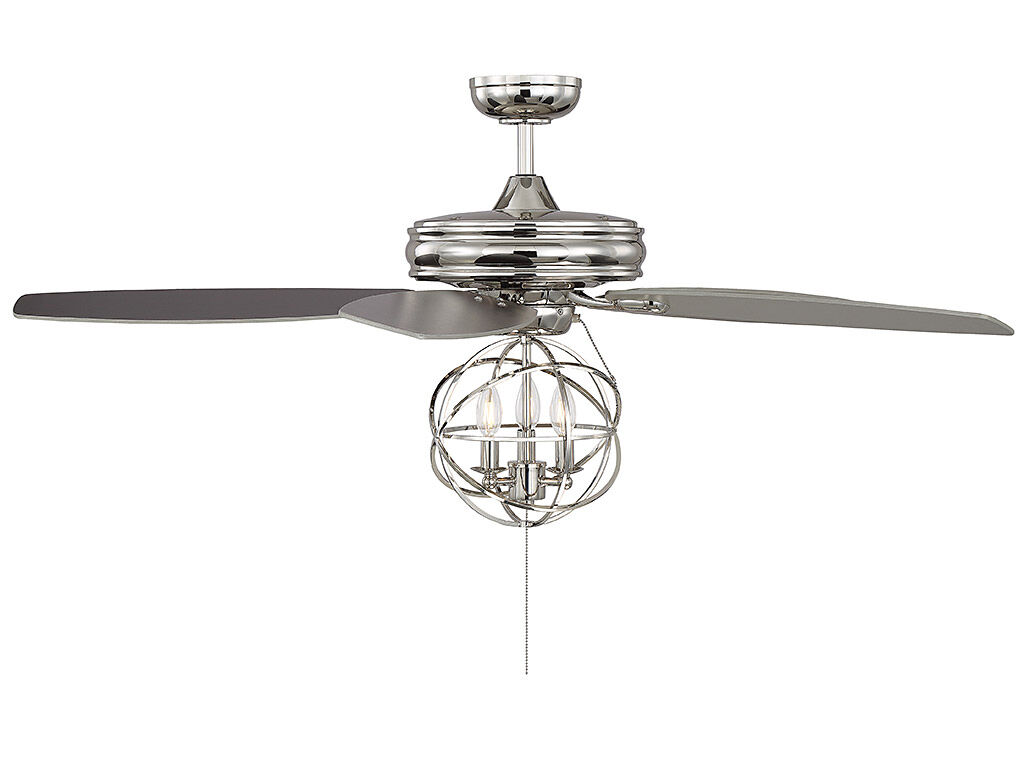 North LED Polished Chrome Fan Light kit in Polished Nickel