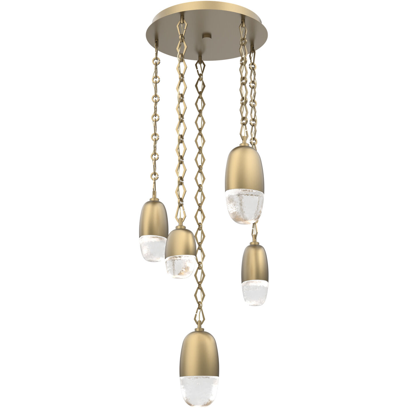Pebble LED 19.2 inch Gilded Brass Multi-Pendant Ceiling Light in 3000K LED, Diamond Chain