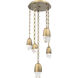 Pebble LED 19.2 inch Gilded Brass Multi-Pendant Ceiling Light in 3000K LED, Diamond Chain