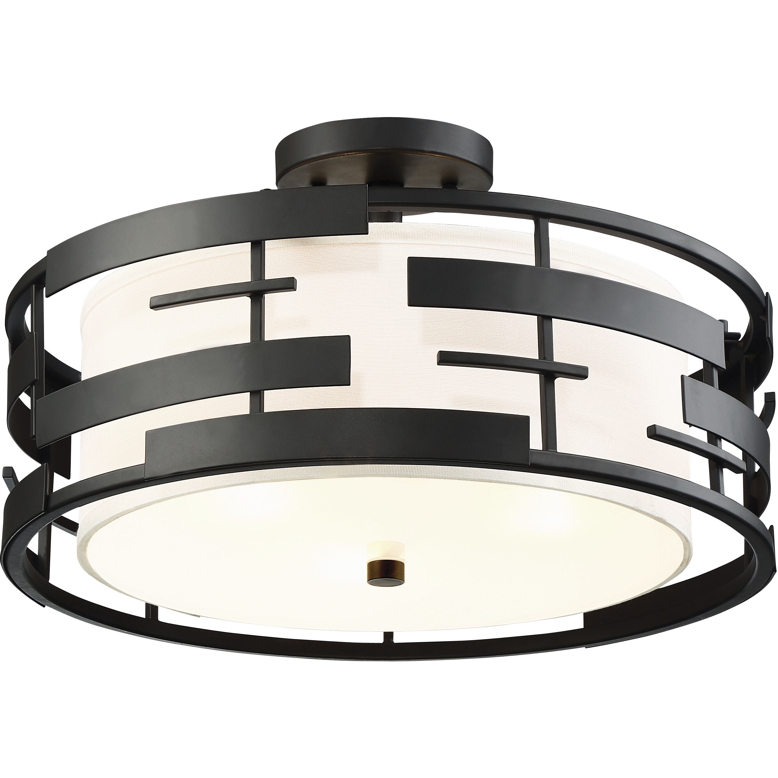 Lansing 3 Light 16 inch Textured Black Semi Flush Mount Ceiling Light