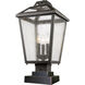 Bayland 3 Light 22 inch Oil Rubbed Bronze Outdoor Pier Mounted Fixture in 9.45