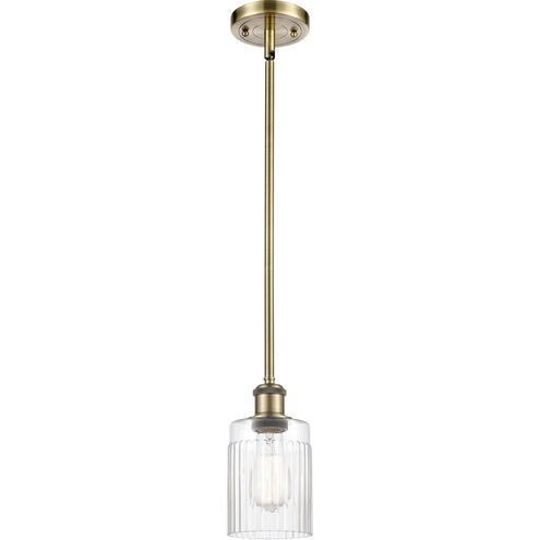 Ballston Hadley LED 4.5 inch Antique Brass Pendant Ceiling Light in Clear Glass, Ballston