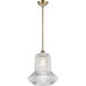 Ballston Springwater 1 Light 12 inch Antique Brass Pendant Ceiling Light in Incandescent, Clear Spiral Fluted Glass, Ballston