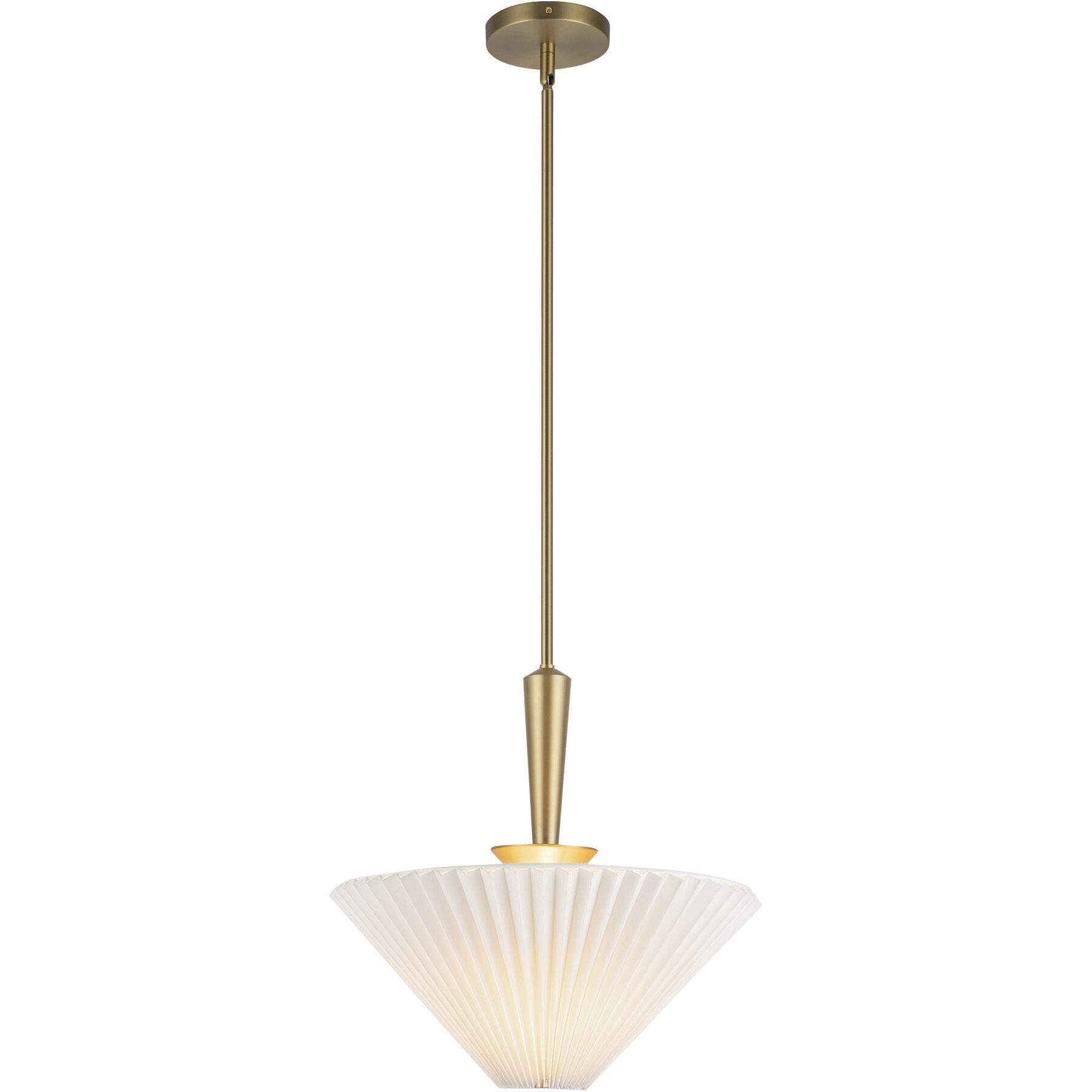 Alora Mood Bridgette Pendant Ceiling Light in Brushed Gold and Folded White, Linen Shade