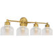 Transitional 4 Light 32 inch Natural Brass Bathroom Vanity Light Wall Light