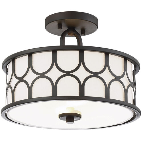 Mid-Century Modern 2 Light 13 inch Oil Rubbed Bronze Semi-Flush Ceiling Light