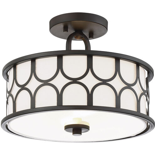 Mid-Century Modern 2 Light 13 inch Oil Rubbed Bronze Semi-Flush Ceiling Light