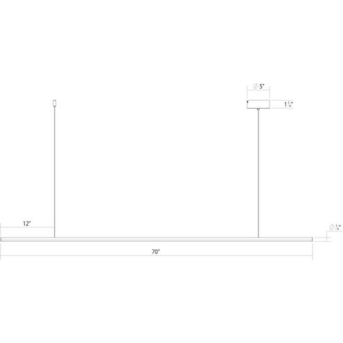 Fino LED 70 inch Satin Black Linear Pendant Ceiling Light in 3500K