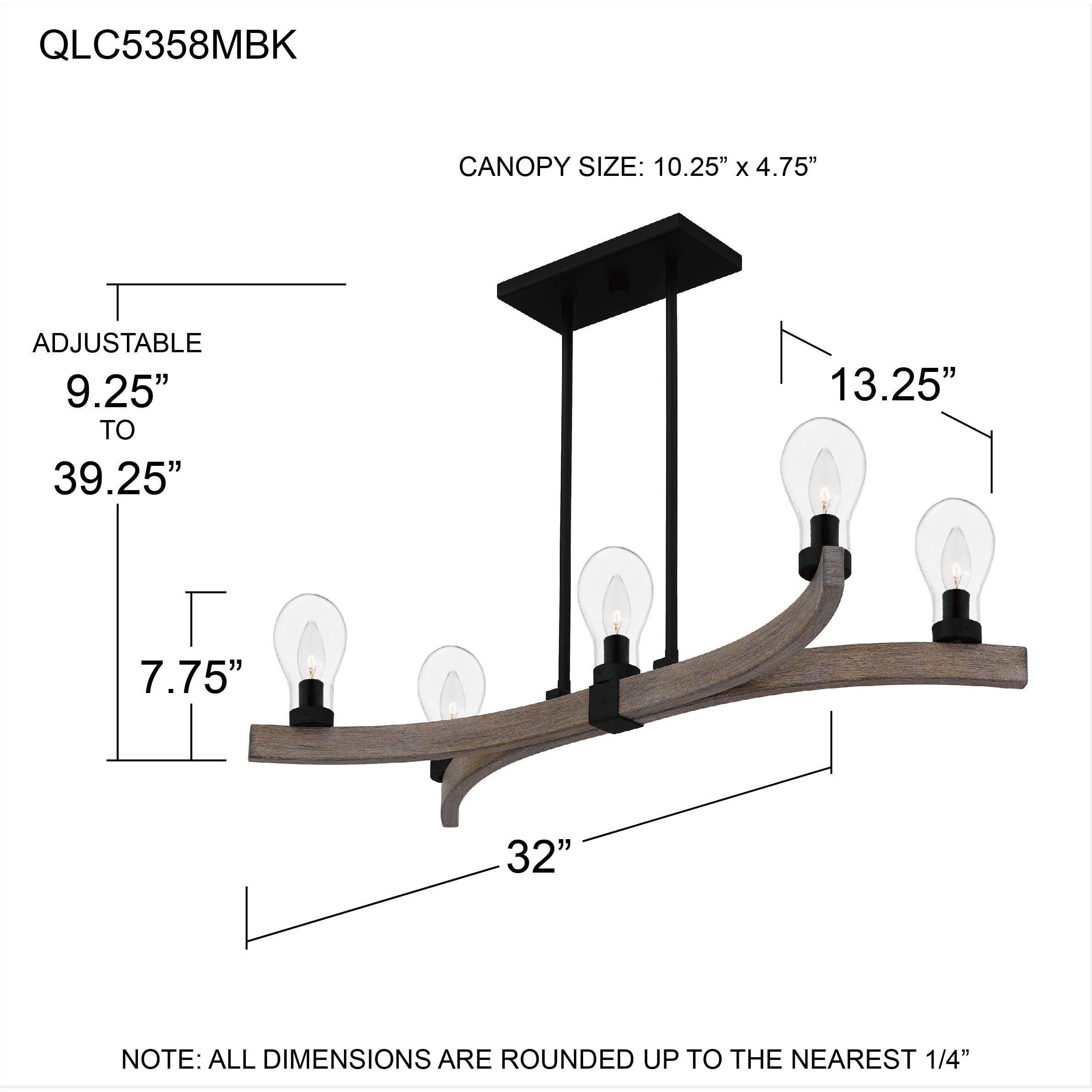Ojai 5 Light 32 inch Matte Black Island Light Ceiling Light