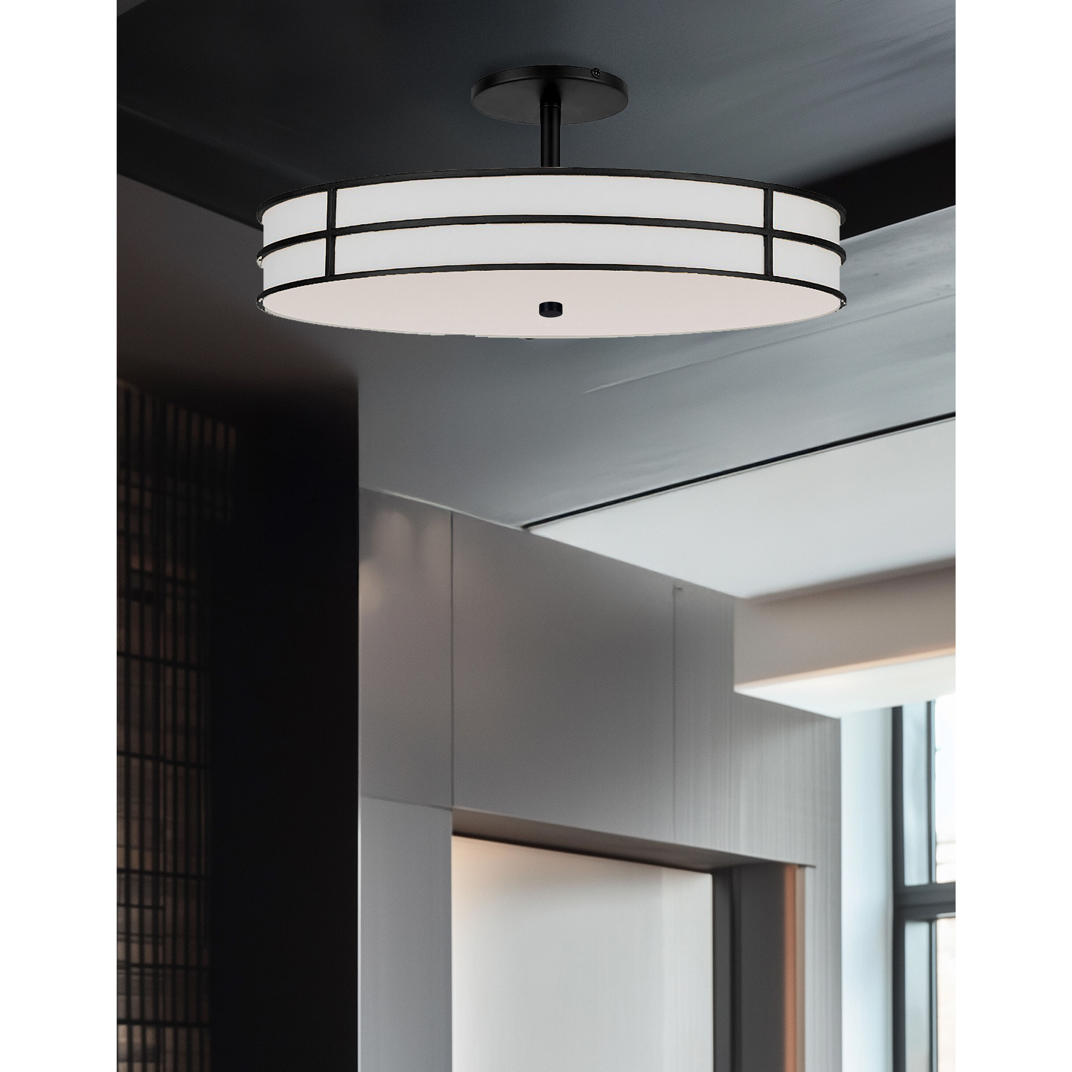 Fulvia 3 Light 20 inch Matte Black Semi-Flush Mount Ceiling Light