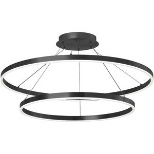 Circulo LED 32 inch Matte Black Chandelier Ceiling Light, Tiered