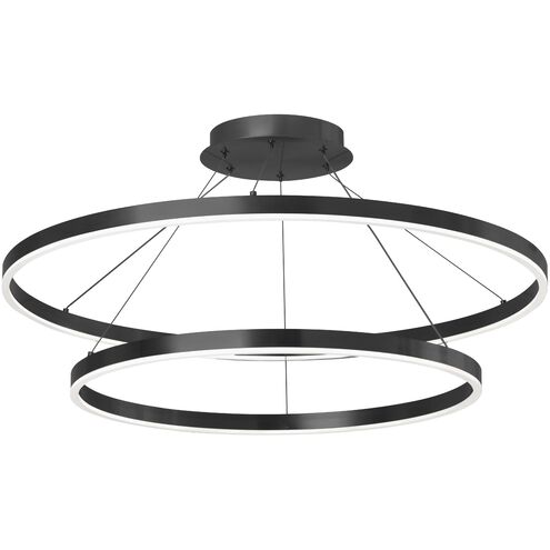 Circulo LED 32 inch Matte Black Chandelier Ceiling Light, Tiered