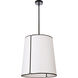 Notched Drum 3 Light 18.25 inch Black with White Pendant Ceiling Light