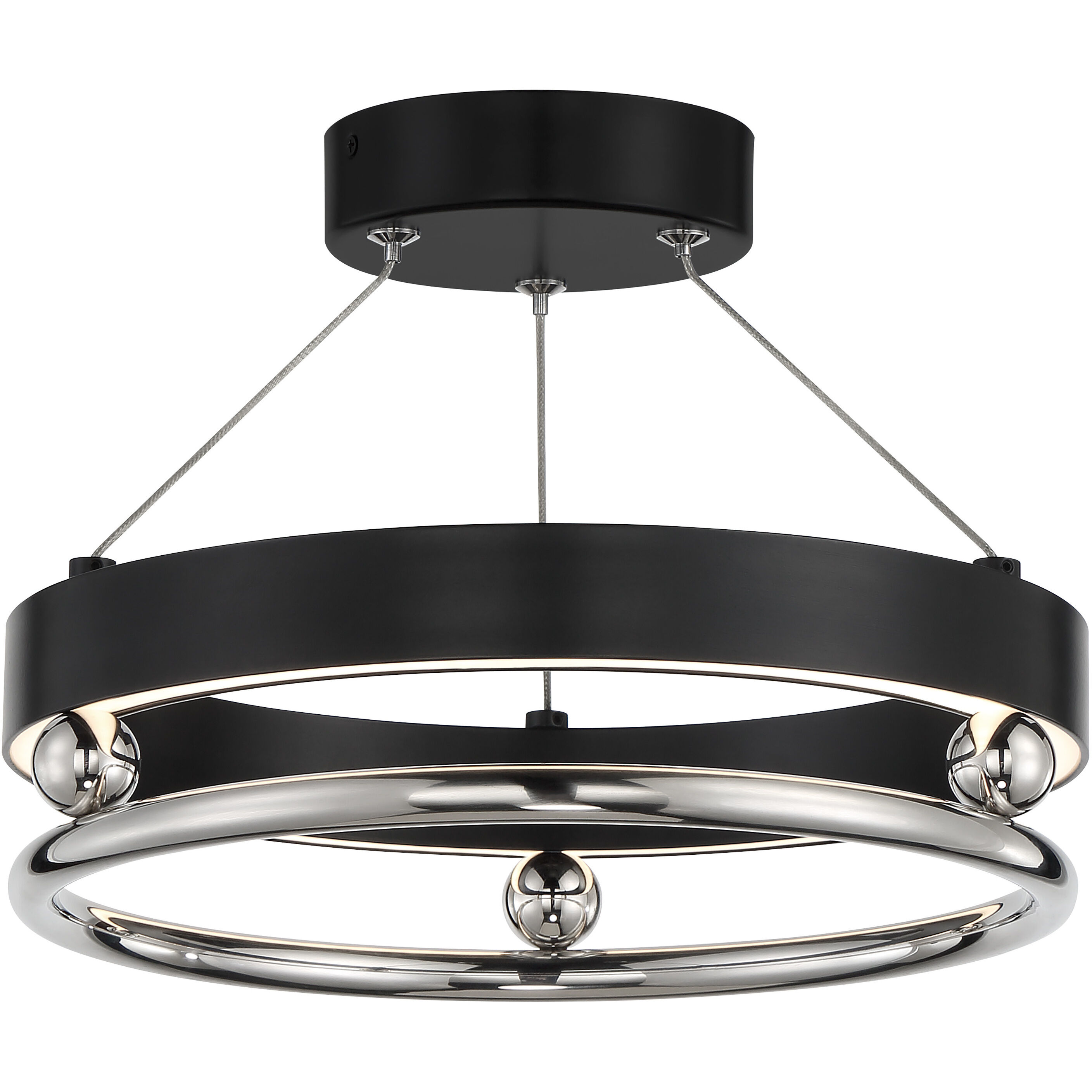 Grande Illusion LED 13.25 inch Coal with Polished Nickel Pendant Ceiling Light