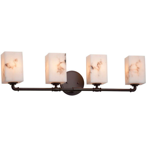 Lumenaria 4 Light 33.5 inch Dark Bronze Bath Bar Wall Light in Cylinder with Flat Rim, Incandescent
