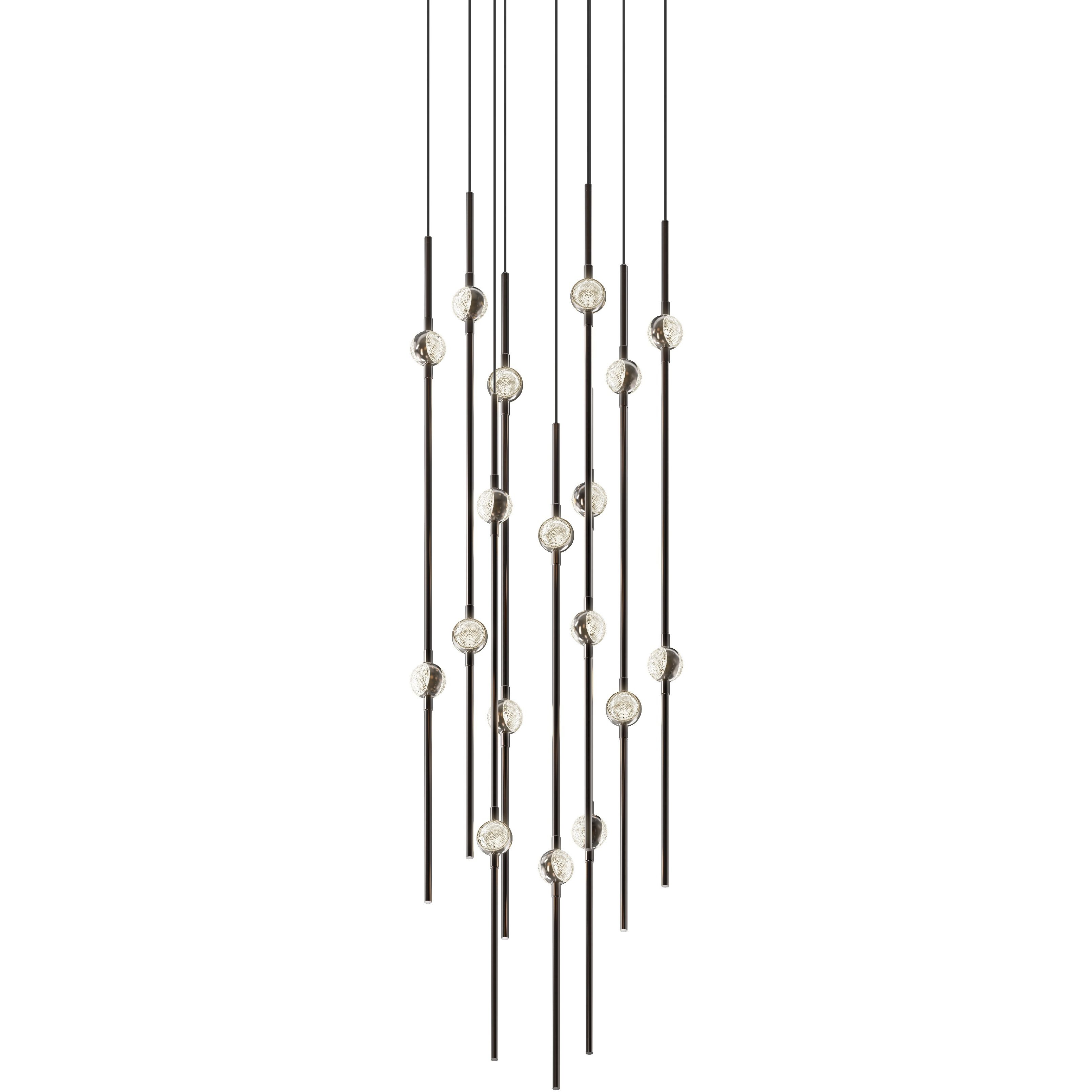 Constellation Aries LED 11.5 inch Espresso Black Pendant Ceiling Light in 2700K, Clear Faceted Acrylic, 10 FT. Cord